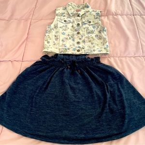 Lot of Canyon River Blues denim floral vest & Cat & Jack dark blue jumper summer